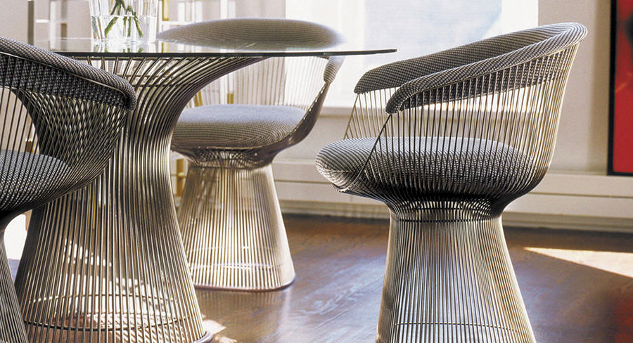 Detalle colección Platner de Knoll estilo años 60